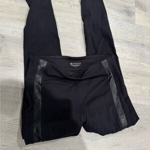 Athleta Leggings Womens Black Metro Faux Leather Tux Stripe Back Pockets Size:S